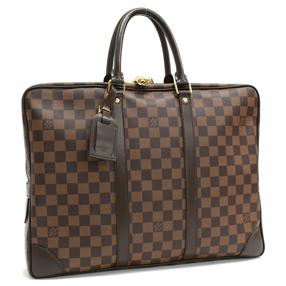 Louis Vuitton Porte Documents Voyage PDV Business Bag Damier Ebene Brown Brown